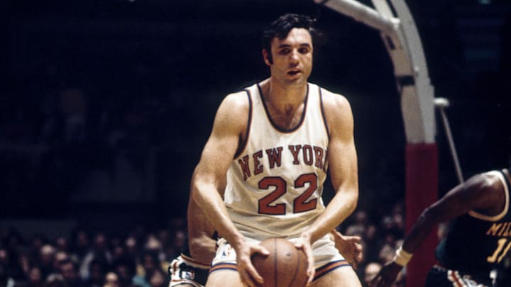 New York Knicks forward Dave DeBusschere in action against the Milwaukee Bucks. Mandatory Credit: Manny Rubio-Imagn Images