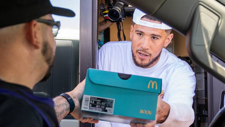 Devin Booker and Nike teamed up with the McDonald's in Sedona, Arizona. Devin Booker and Nike teamed up with the McDonald's in Sedona, Arizona.
