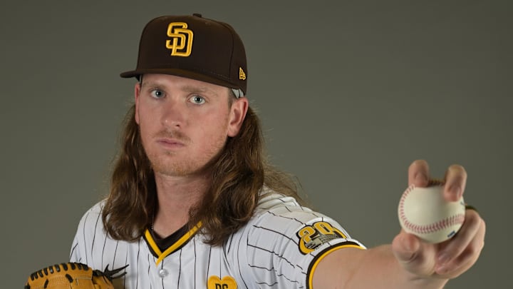 Peoria, AZ, USA; San Diego Padres starting pitcher Jay Groome (55) during media photo day at the Peoria Sports Complex.