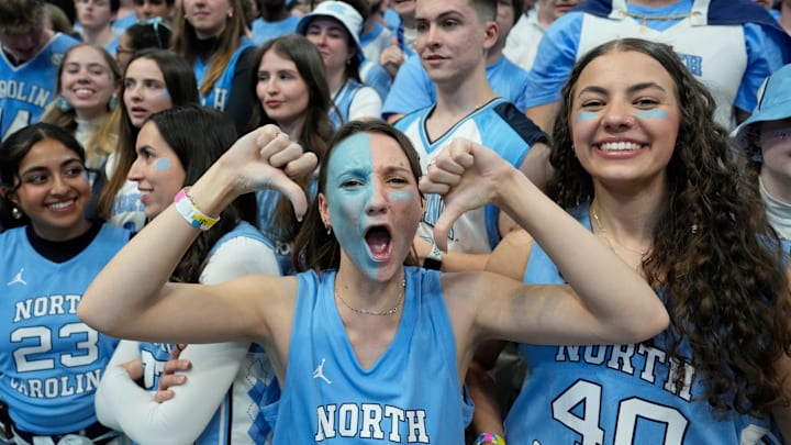 Mar 8, 2025; Chapel Hill, North Carolina, USA; North Carolina Tar Heels fans before the game at Dean E. Smith Center. Mandatory Credit: Bob Donnan-Imagn Images