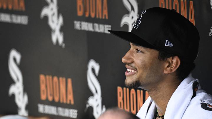 Jun 9, 2026; Chicago, Illinois, USA;  Chicago White Sox right fielder Braden Montgomery (24) talks with the media  before the team’s game against the Atlanta Braves at Rate Field. Mandatory Credit: Matt Marton-Imagn Images