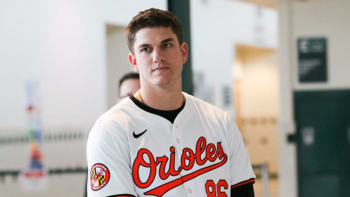 Baltimore Orioles prospect Coby Mayo waits to be introduced during the Birdland Caravan fan rally at South Hagerstown High School on Saturday, Jan. 27, 2024. Baltimore Orioles prospect Coby Mayo waits to be introduced during the Birdland Caravan fan rally at South Hagerstown High School on Saturday, Jan. 27, 2024.