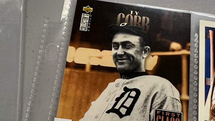 This Ty Cobb card is one of 50,000 baseball cards now in the possession of Brian Challenger, high bidder at $3,001 for the collection that was auctioned by the Center for Active Adults in South Lyon.