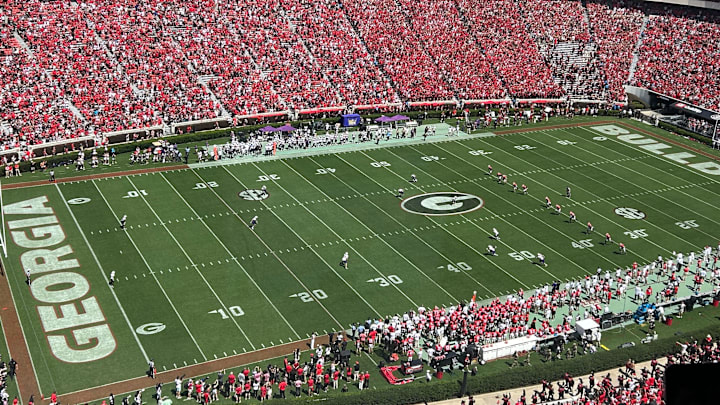 The opening kickoff of Georgia football's game with Tennessee Tech from the new press box on Sept. 7, 2024 The opening kickoff of Georgia football's game with Tennessee Tech from the new press box on Sept. 7, 2024