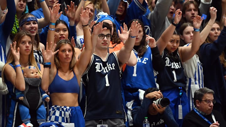 Jan 20, 2024; Durham, North Carolina, USA; Duke Blue Devils fans anticipate a free throw by Duke