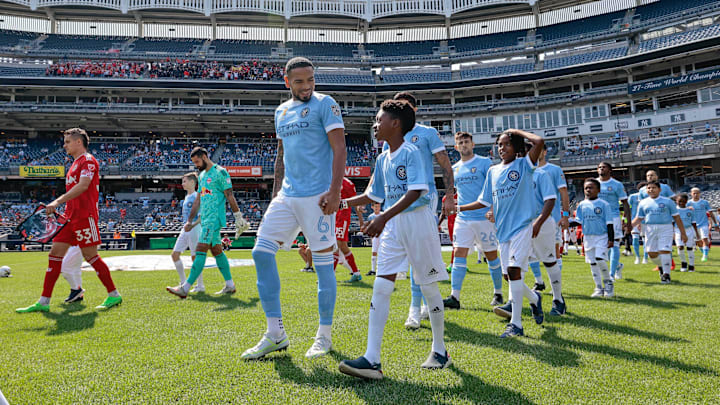 Sep 17, 2022; New York, New York, USA; New York City FC defender Alexander Callens (6) walks on to