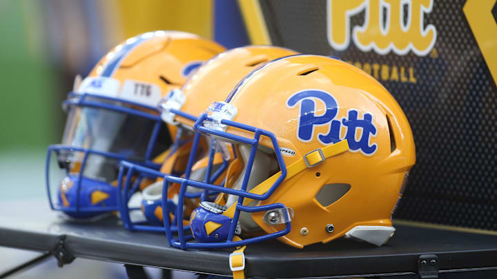 Sep 21, 2019; Pittsburgh, PA, USA; Pittsburgh Panthers football helmets on the sidelines against the UCF Knights during the second quarter at Heinz Field. Pittsburgh won 35-34. Mandatory Credit: Charles LeClaire-Imagn Images Sep 21, 2019; Pittsburgh, PA, USA; Pittsburgh Panthers football helmets on the sidelines against the UCF Knights during the second quarter at Heinz Field. Pittsburgh won 35-34. Mandatory Credit: Charles LeClaire-Imagn Images