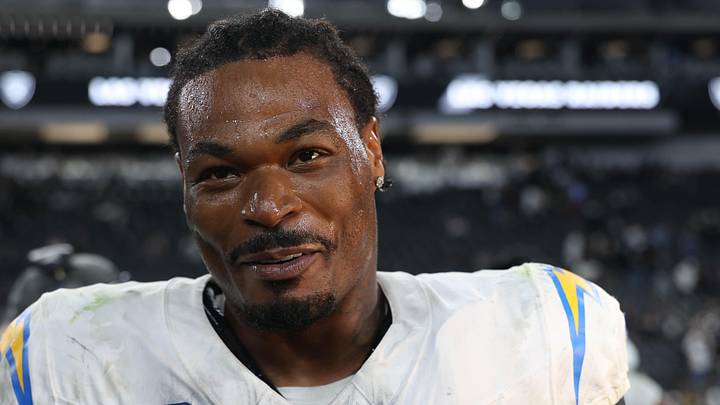 Sep 15, 2025; Paradise, Nevada, USA;  Los Angeles Chargers safety Derwin James Jr. at Allegiant Stadium. Mandatory Credit: Kiyoshi Mio-Imagn Images