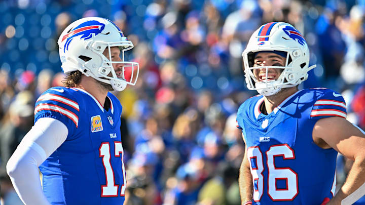 Buffalo Bills quarterback Josh Allen (17) and tight end Dalton Kincaid. Buffalo Bills quarterback Josh Allen (17) and tight end Dalton Kincaid.