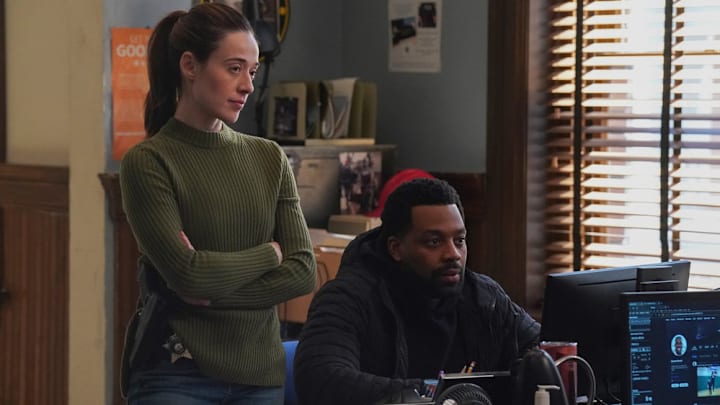 CHICAGO P.D. -- "Name Image Likeness" Episode 12019 -- Pictured: (l-r) Marina Squerciati as Officer Kim Burgess, LaRoyce Hawkins as Officer Kevin Atwater 