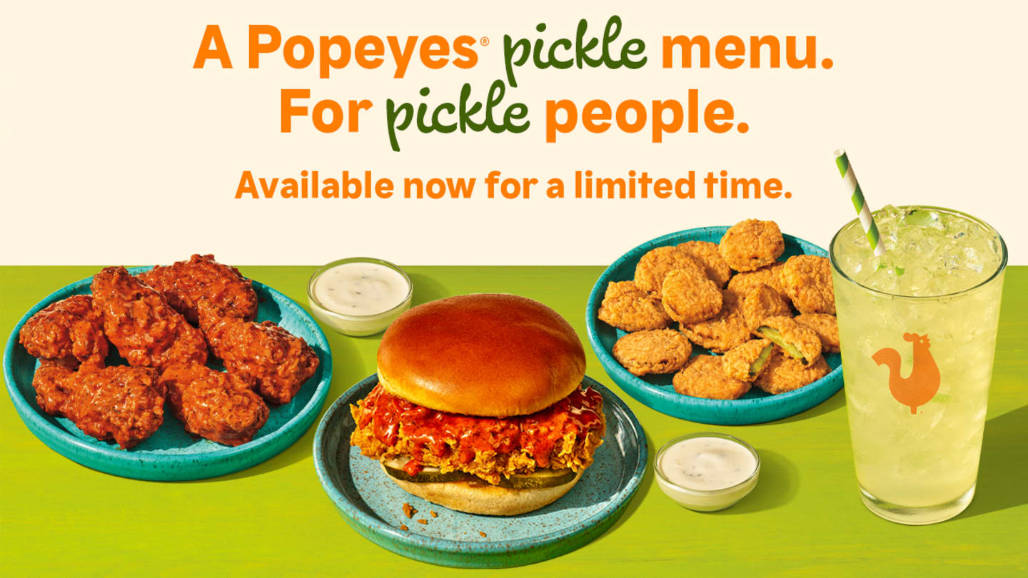 Popeye s new pickle menu includes pickle glaze wings and briny lemonade