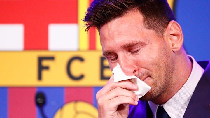 Lionel Messi was in tears when he bid farewell to Barcelona in 2021.