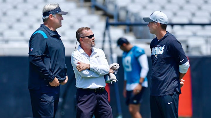 Jacksonville Jaguars head coach Doug Pederson, VP of player health and performance Jeff Ferguson and