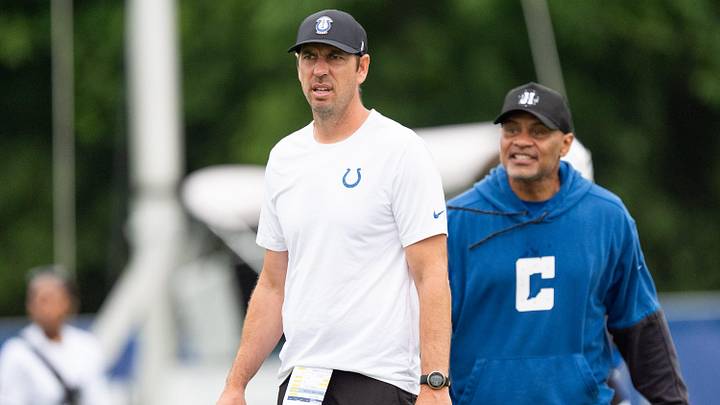 Indianapolis Colts head coach Shane Steichen watches training camp Monday, July 28, 2025, at Grand Park in Westfield.