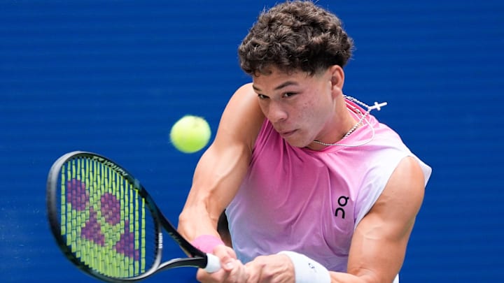 Ben Shelton defeated Corentin Moutet in the first round of the 2024 Rolex Paris Masters.