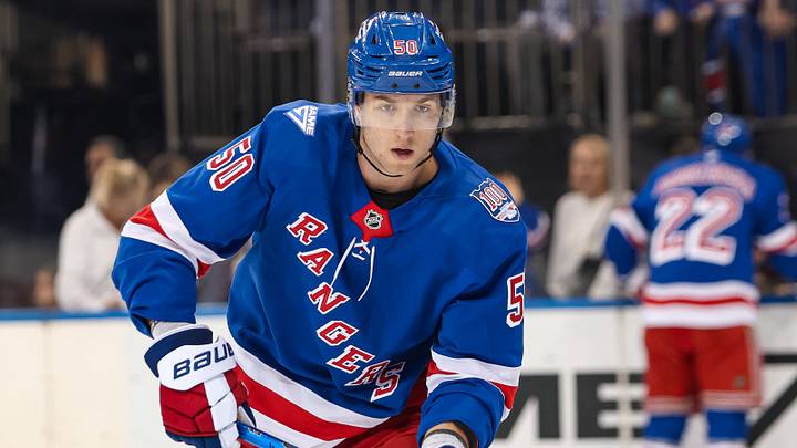 Apr 4, 2026; New York, New York, USA; New York Rangers left wing Will Cuylle (50) warms up before the first period against the Detroit Red Wings at Madison Square Garden. Mandatory Credit: Danny Wild-Imagn Images Apr 4, 2026; New York, New York, USA; New York Rangers left wing Will Cuylle (50) warms up before the first period against the Detroit Red Wings at Madison Square Garden. Mandatory Credit: Danny Wild-Imagn Images