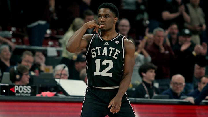 Feb 18, 2026; Starkville, Mississippi, USA; Mississippi State Bulldogs guard Josh Hubbard (12) reacts after a basket during the second half against the Auburn Tigers at Humphrey Coliseum. Mandatory Credit: Petre Thomas-Imagn Images Feb 18, 2026; Starkville, Mississippi, USA; Mississippi State Bulldogs guard Josh Hubbard (12) reacts after a basket during the second half against the Auburn Tigers at Humphrey Coliseum. Mandatory Credit: Petre Thomas-Imagn Images