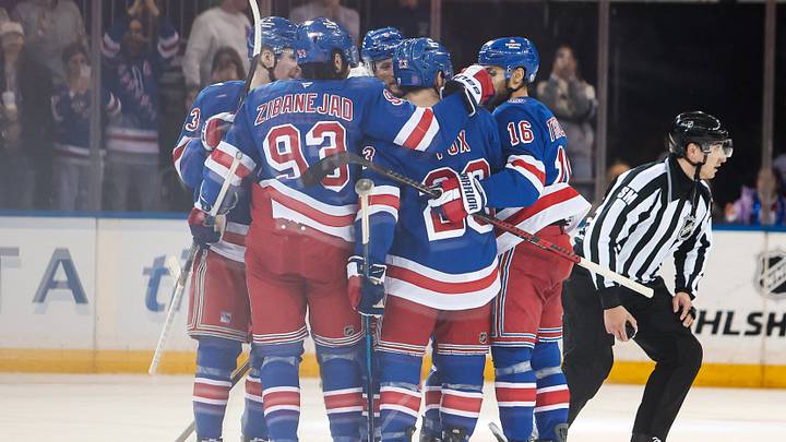 Apr 5, 2026; New York, New York, USA; New York Rangers defenseman Adam Fox (23) celebrates his goal against the Washington Capitals during the second period at Madison Square Garden. Mandatory Credit: Danny Wild-Imagn Images Apr 5, 2026; New York, New York, USA; New York Rangers defenseman Adam Fox (23) celebrates his goal against the Washington Capitals during the second period at Madison Square Garden. Mandatory Credit: Danny Wild-Imagn Images