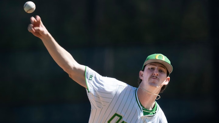 Oregon’s Jason Reitz struck out 11 and walked one in seven innings of solid work to get the Ducks a series win in Maryland.