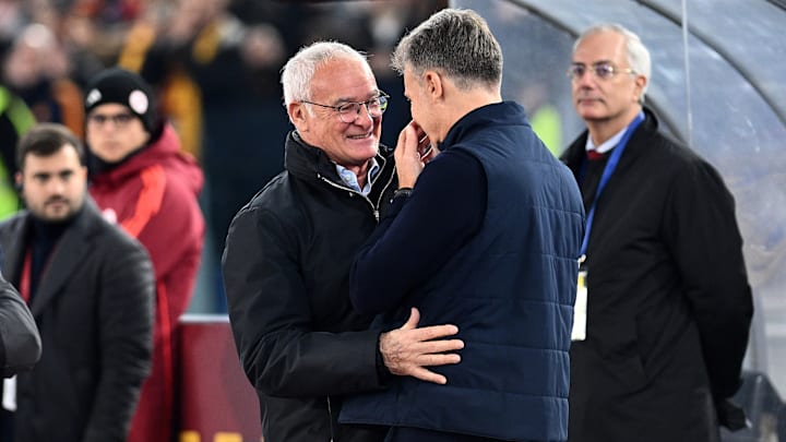 Claudio Ranieri and Marco Baroni seen during the Serie A...