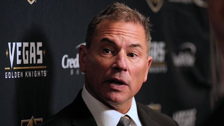 Nov 20, 2024; Toronto, Ontario, CAN; Vegas Golden Knights head coach Bruce Cassidy during a post game media conference after a loss to the Toronto Maple Leafs at Scotiabank Arena. Mandatory Credit: John E. Sokolowski-Imagn Images Nov 20, 2024; Toronto, Ontario, CAN; Vegas Golden Knights head coach Bruce Cassidy during a post game media conference after a loss to the Toronto Maple Leafs at Scotiabank Arena. Mandatory Credit: John E. Sokolowski-Imagn Images