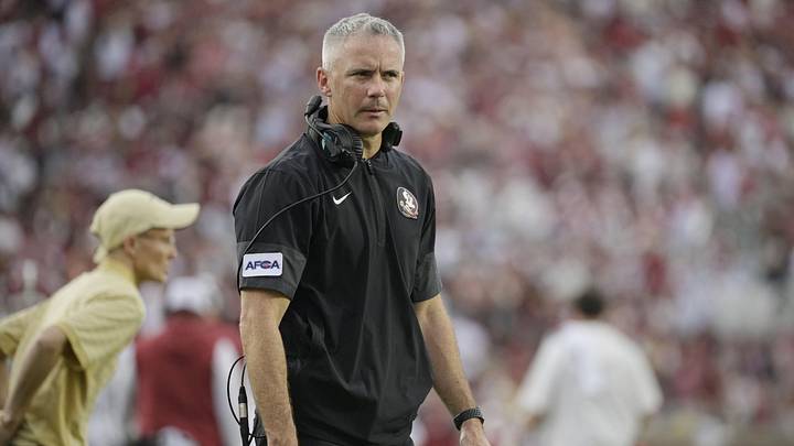 Aug 30, 2025; Tallahassee, Florida, USA; Florida State Seminoles head coach Mike Norvell reacts after a play against the Alabama Crimson Tide during the second half at Doak S. Campbell Stadium. Mandatory Credit: Melina Myers-Imagn Images Aug 30, 2025; Tallahassee, Florida, USA; Florida State Seminoles head coach Mike Norvell reacts after a play against the Alabama Crimson Tide during the second half at Doak S. Campbell Stadium. Mandatory Credit: Melina Myers-Imagn Images