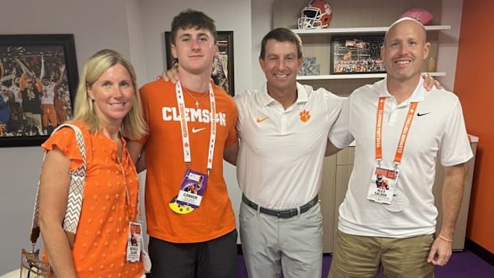Virginia 2026 4-star Connor Salmin with Clemson head coach Dabo Swinney.