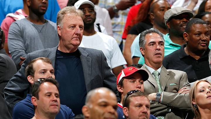 Larry Bird and Kevin Pritchard Sitting Courtside Larry Bird and Kevin Pritchard Sitting Courtside