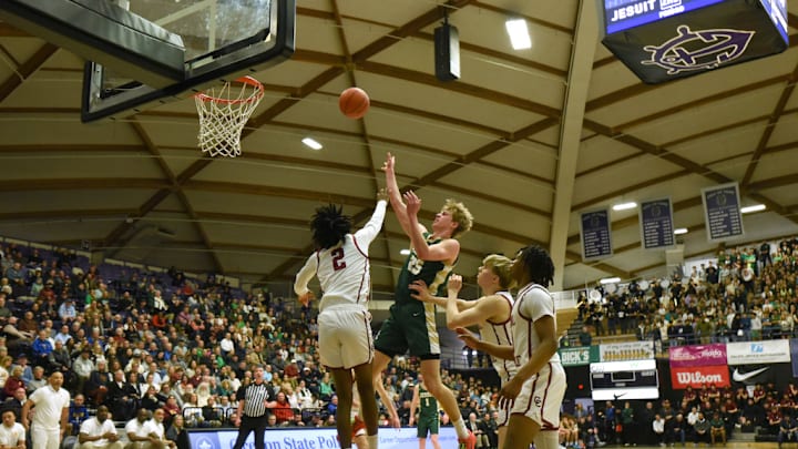 Central Catholic and Jesuit square off in a 6A boys basketball state quarterfinal at the University of Portland's Chiles Center.