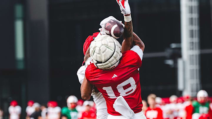 Dane Key catches a heavily contested pass during fall camp. Dane Key catches a heavily contested pass during fall camp.
