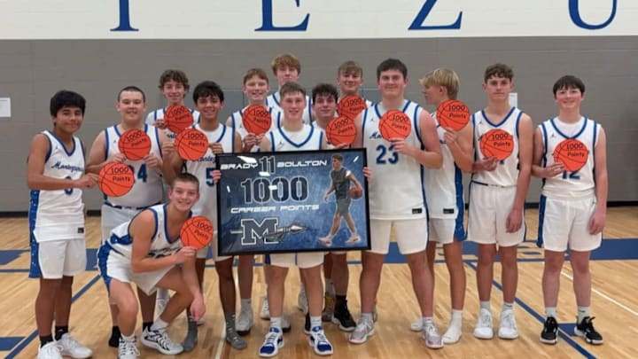 Montezuma's Brady Boulton, pictured here after reaching 1,000 career points earlier this season, broke the school-record for points in a game with 54.
