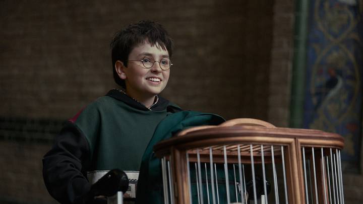 Dominic McLaughlin (Harry Potter) in Harry Potter and the Philosopher's Stone. Photograph by Aidan Monaghan/HBO. Dominic McLaughlin (Harry Potter) in Harry Potter and the Philosopher's Stone. Photograph by Aidan Monaghan/HBO.