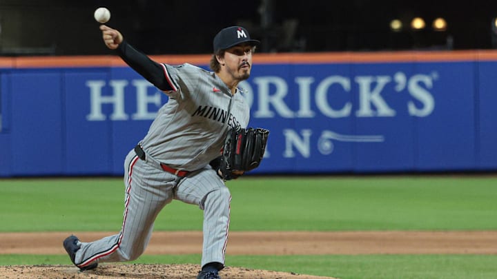 Apr 23, 2026; New York City, New York, USA;  Minnesota Twins pitcher Joe Ryan (41) delivers a pitch during the third inning against the New York Mets at Citi Field. 