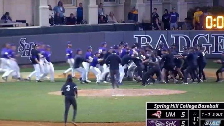 Spring Hill and Mobile had a basebrawl after a pitcher got a little too excited about a pop out. 