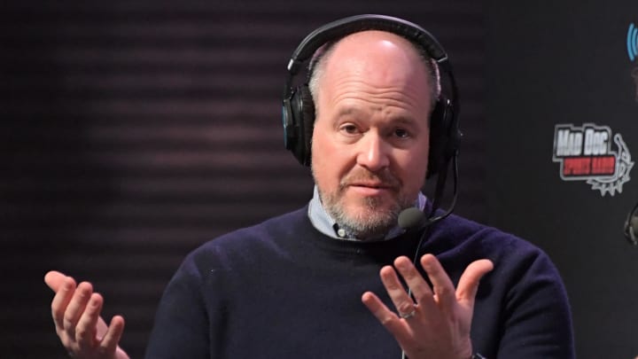 Jan 30, 2019; Atlanta, GA, USA; Rich Eisen on radio row at the Super Bowl LIII media center at the Georgia World Congress Center. Jan 30, 2019; Atlanta, GA, USA; Rich Eisen on radio row at the Super Bowl LIII media center at the Georgia World Congress Center.