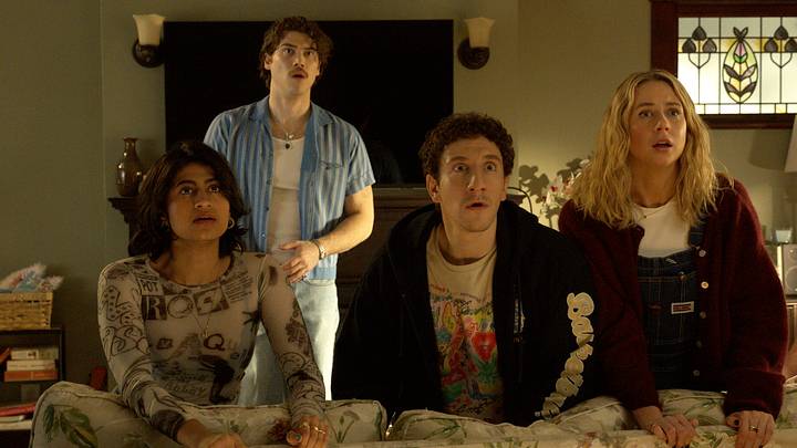 FX's ADULTS -- “Room Swap” -- Season 2, Episode 5 — Pictured (L-R): Amita Rao as Issa, Jack Innanen as Paul Baker, Malik Elassal as Samir, Lucy Freyer as Billie. CR: FX FX's ADULTS -- “Room Swap” -- Season 2, Episode 5 — Pictured (L-R): Amita Rao as Issa, Jack Innanen as Paul Baker, Malik Elassal as Samir, Lucy Freyer as Billie. CR: FX