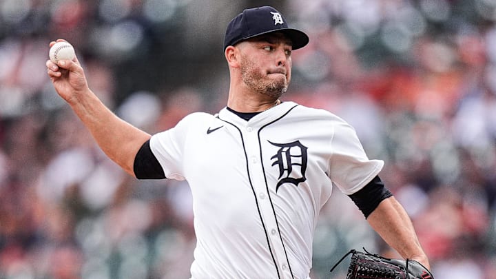 Detroit Tigers pitcher Tanner Rainey throws against Atlanta Braves during the ninth inning at Comerica Park in Detroit on Sunday, Sept. 21, 2025. Detroit Tigers pitcher Tanner Rainey throws against Atlanta Braves during the ninth inning at Comerica Park in Detroit on Sunday, Sept. 21, 2025.