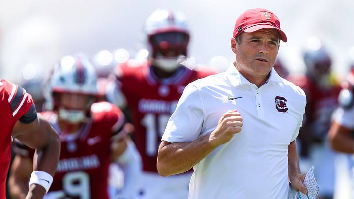 Sep 5, 2026; Columbia, South Carolina, USA;  South Carolina Gamecocks head coach Shane Beamer leads his team onto the field before their game against the Kent State Golden Flashes at Williams-Brice Stadium.  Mandatory Credit: Jeff Blake-Imagn Images
