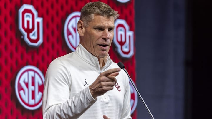 Oklahoma Sooners head coach Porter Moser talks with the media during SEC Media Days at Grand Bohemian Hotel.