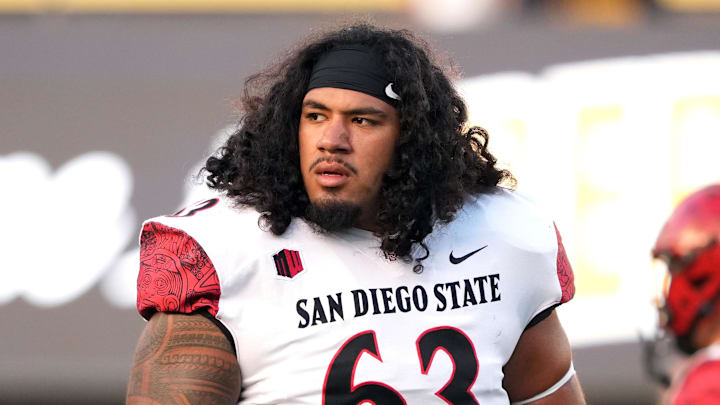 San Diego State Aztecs offensive lineman Ross Ulugalu-Maseuli. 