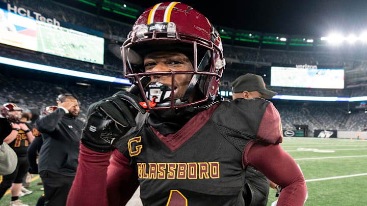 Glassboro #4 Amari Sabb celebrates during the NJSIAA Group 1 championship game against Cedar Grove on Friday, Nov. 29, 2024, at MetLife Stadium, East Rutherford, NJ. Glassboro #4 Amari Sabb celebrates during the NJSIAA Group 1 championship game against Cedar Grove on Friday, Nov. 29, 2024, at MetLife Stadium, East Rutherford, NJ.