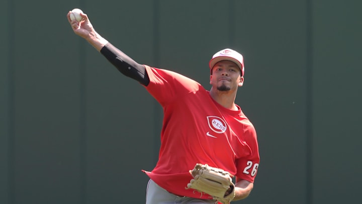 Cincinnati Reds pitcher Chase Burns (26) throws