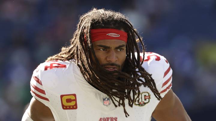 San Francisco 49ers linebacker Fred Warner (54) looks on