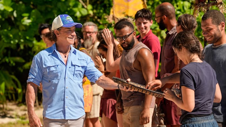 “Go Kick Rocks, Bro” – An unexpected shakeup shifts the castaways’ game trajectories in an all-new direction. Teammates must rely on one another to succeed in a grueling immunity and reward challenge. Then, a wild goose chase unfolds to reinstate one castaway’s vote after the discovery of a beware advantage, on SURVIVOR, Wednesday, Oct. 15 Photo: Robert Voets/CBS ©2025 CBS Broadcasting, Inc. All Rights Reserved.