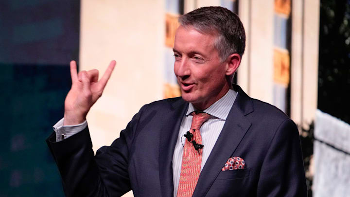 University of Texas President Jay Hartzell delivers the State of the University Address at Hogg Memorial Auditorium Wednesday September 18, 2024.