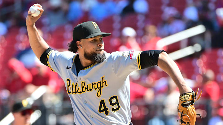 Aug 28, 2025; St. Louis, Missouri, USA; Pittsburgh Pirates pitcher Yohan Ramirez (49) throws in relief against the St. Louis Cardinals at Busch Stadium. Mandatory Credit: Tim Vizer-Imagn Images Aug 28, 2025; St. Louis, Missouri, USA; Pittsburgh Pirates pitcher Yohan Ramirez (49) throws in relief against the St. Louis Cardinals at Busch Stadium. Mandatory Credit: Tim Vizer-Imagn Images