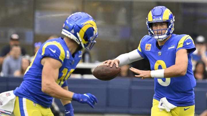 Oct 16, 2022; Inglewood, California, USA; Los Angeles Rams quarterback Matthew Stafford and wide receiver Cooper Kupp. Oct 16, 2022; Inglewood, California, USA; Los Angeles Rams quarterback Matthew Stafford and wide receiver Cooper Kupp.