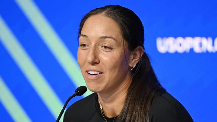 Jessica Pegula speaks to members of the media ahead of the 2026 US Open.