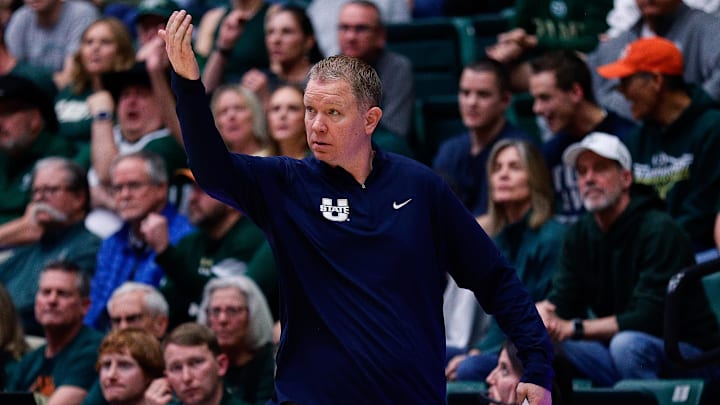 Utah State Aggies head coach Jerrod Calhoun. Utah State Aggies head coach Jerrod Calhoun.