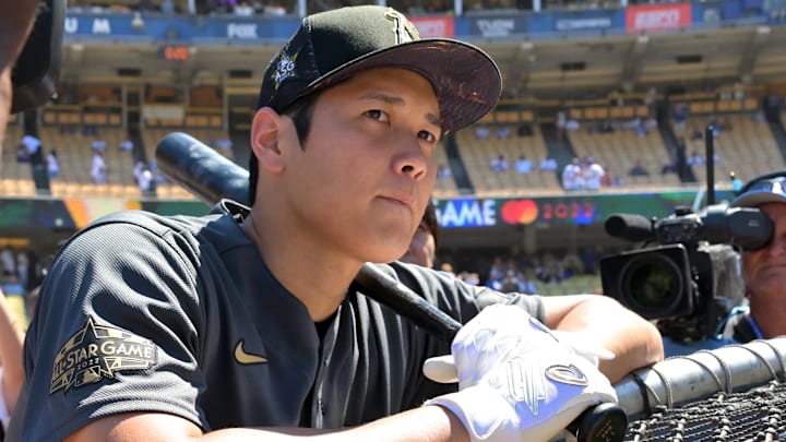 Jul 19, 2022; Los Angeles, California, USA;  American League pitcher/designated hitter Shohei Ohtani